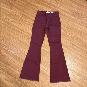 Celebrity‎ Pink Wine Flare Jeans size 3/26 99% Cotton Fringed Cuffs